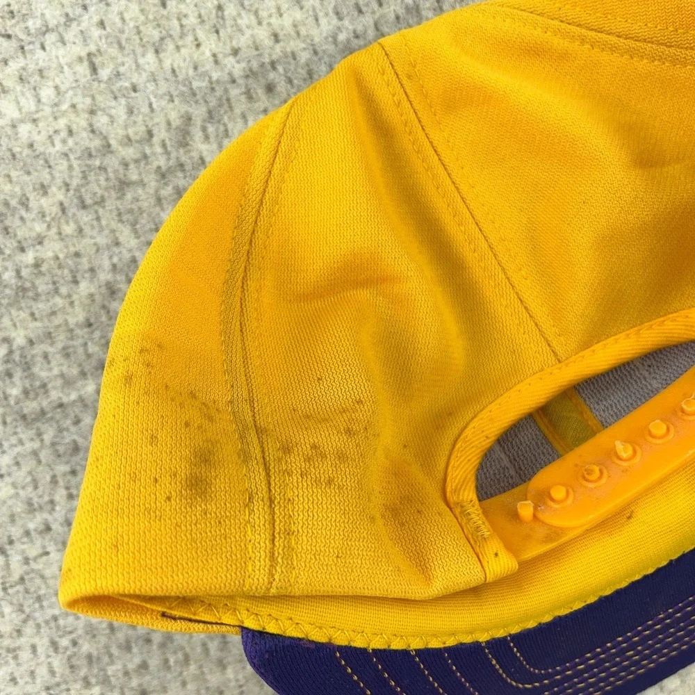 Vintage MV Seeds Trucker Hat Cap Made‎ USA 80s Farm Purple Yellow Patch Snapback